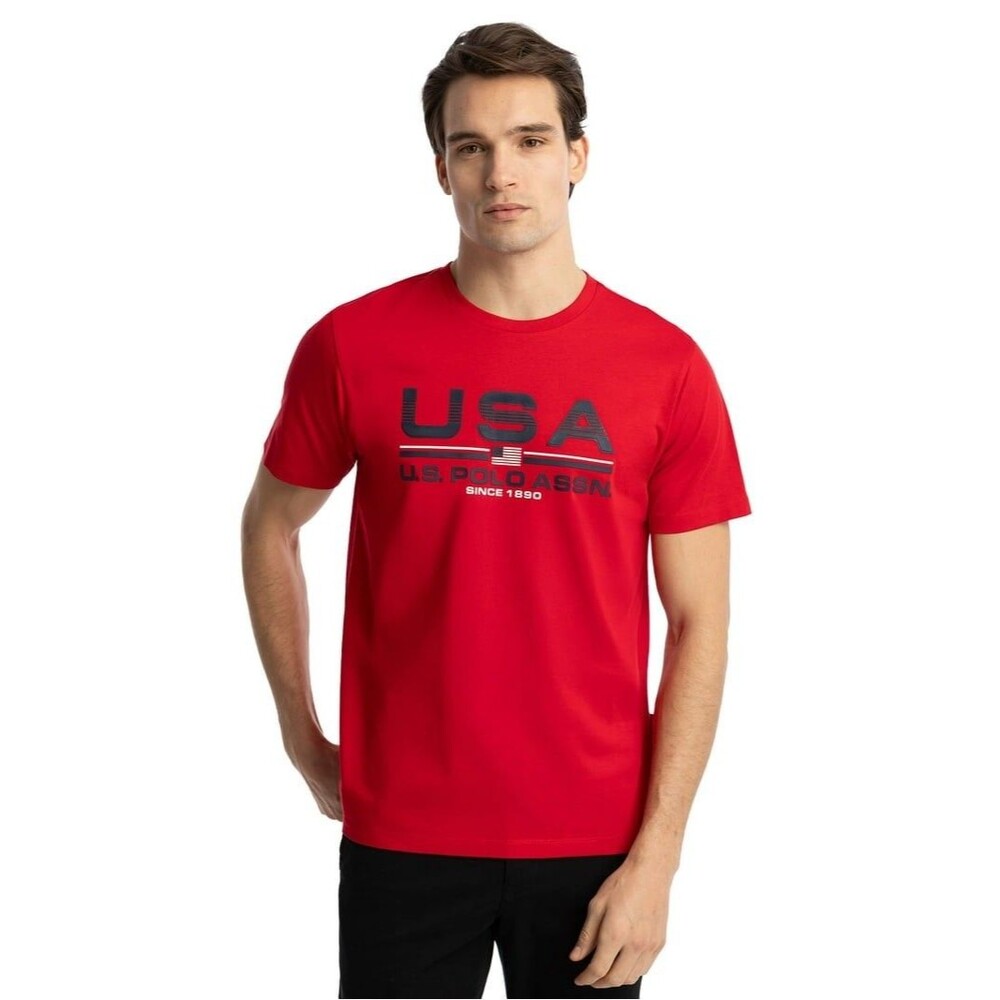 U.S. Polo Ralph Lauren T-Shirt Mens XL Red Classic Fit Casual Short Sleeve